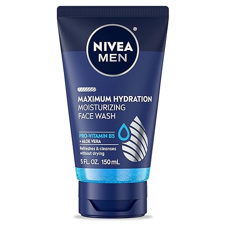 NIVEA MEN Maximum Hydration Face Wash, Face Wash with Provitamin B5 and Aloe Vera, Refreshes and Cleanses without Drying, 5 Fl Oz Tube afnan collectiom