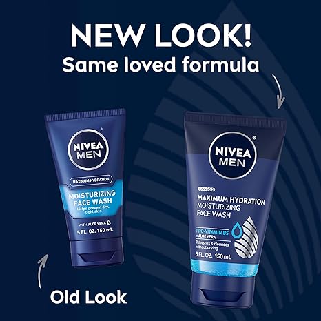 NIVEA MEN Maximum Hydration Face Wash, Face Wash with Provitamin B5 and Aloe Vera, Refreshes and Cleanses without Drying, 5 Fl Oz Tube afnan collectiom